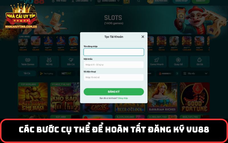 Các bước cụ thể để hoàn tất đăng ký VU88